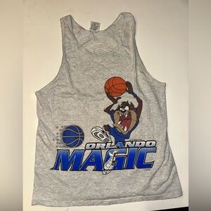 VINTAGE Orlando Magic Taz Devil 1990s Basketball Tank top NBA LOONEY TOONS